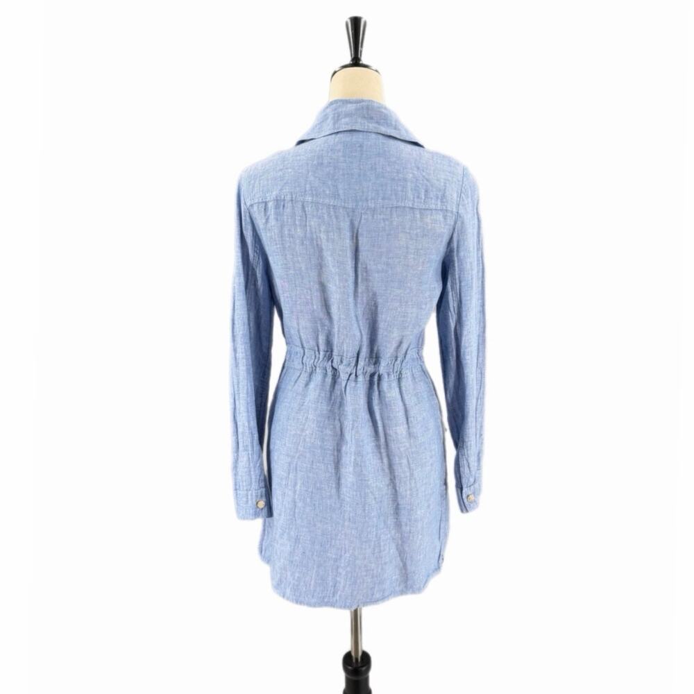 Chico’s Sz 0 Blue Breathable Linen Lightweight Beachy Nautical Utility Dress - Picture 2 of 12